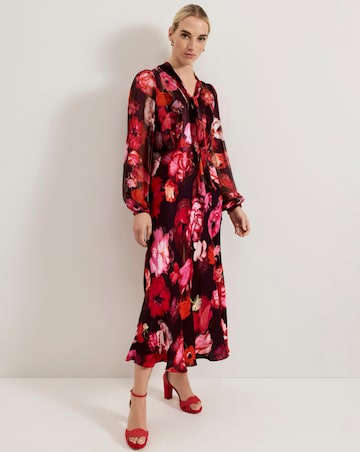 Phase Eight Eleini Floral Tie Neck Midi Dress