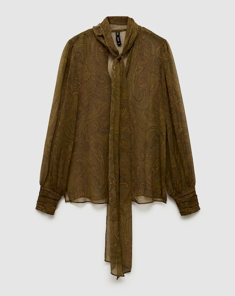 Mango Oak Bow Printed Blouse