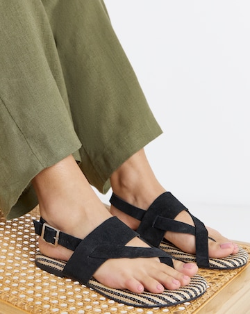 Catalina Suede Toe Post Sandals - Wide Fit (E)
