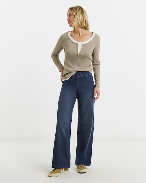 Dark Blue Retreat Wide Leg Jegging