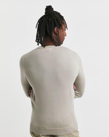 Stone Merino Wool V Neck Jumper