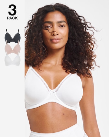 Pretty Secrets (3 Pack) New Claire Cotton Moulded Full Cup Wired Bras (B-E)