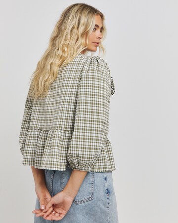 Simply Be Gingham Tie Front Collared Blouse