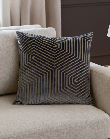 Paoletti Evoke Cut Velvet Large Cushion Cover - Charcoal
