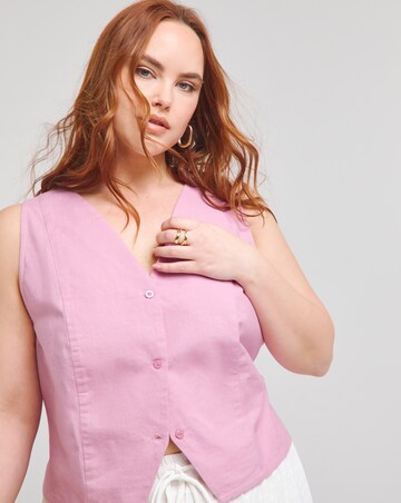 Native Youth Lilac Linen Mix Waistcoat