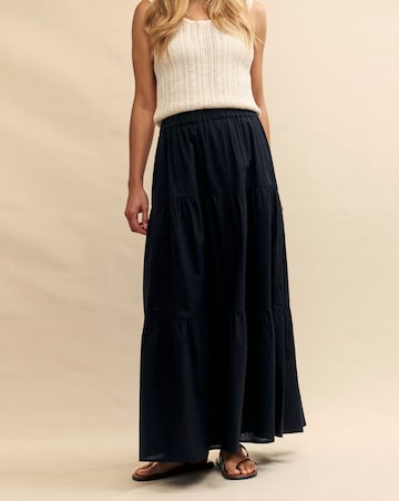 Nobody's Child Black Linen-blend Tiered Maxi Skirt