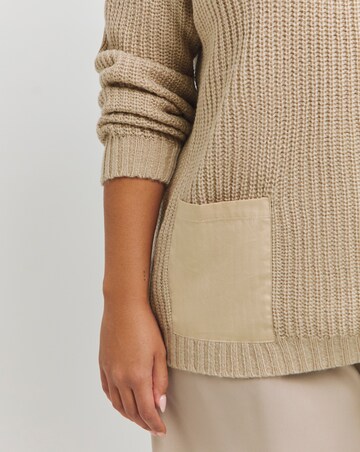 Camel Hybrid Contrast Pocket Detail Jumper