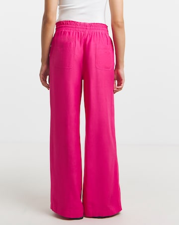 Simply Be Hot Pink Easy Care Linen Mix Wide Leg Trouser
