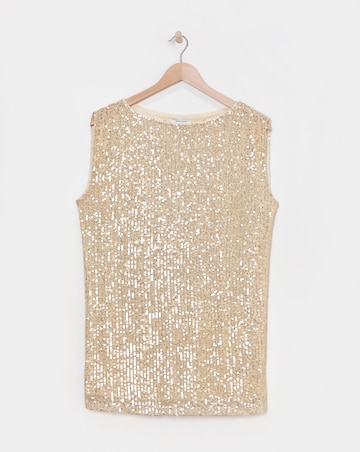 Gold Sequin Longline Tank Top
