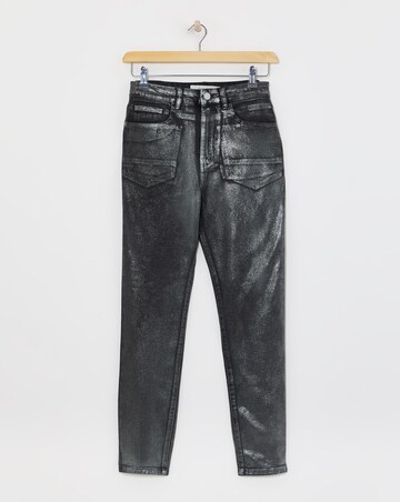 Silver Metallic Slim Leg Jeans