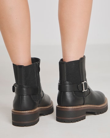 Heavenly Soles Blake Ankle Chelsea Boots with Buckle Detail - Wide Fit (E)