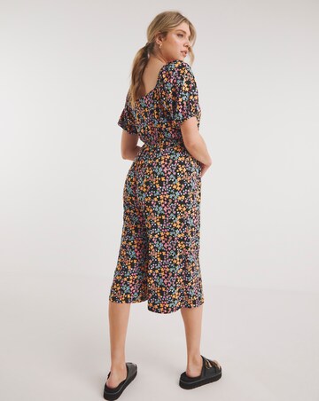 Ditsy Floral Print Supersoft Sweetheart Neck Jumpsuit