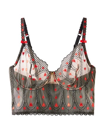 Simply Be Sexy Stripy Hearts Underwired Non Padded Longline Bra B-F