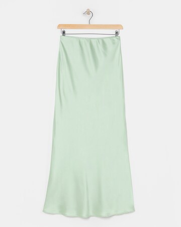 Flounce London Sage Green Heavy Satin Slip Maxi Skirt