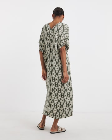 Textured Crinkle Kaftan Overhead Midi Dress