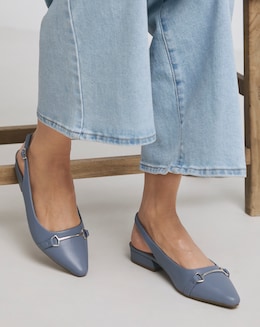 Sylvia Flat Slingback Shoes With Trim Detail - Extra Wide Fit (EEE)