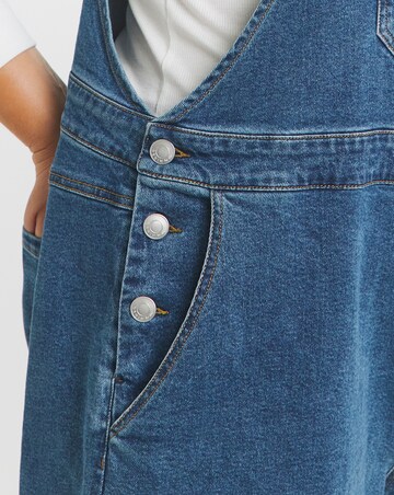 Simply Be Mid Wash Barrel Leg Dungaree