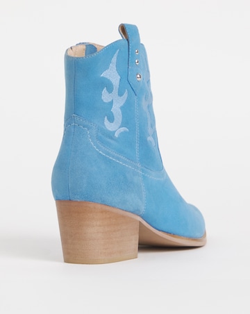 Joe Browns Blue Embroidered Suede Cowboy Boot -Wide Fit (E)