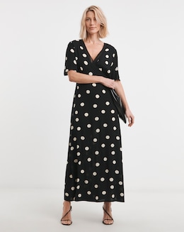 Textured Crinkle Lace Trim Maxi Dress