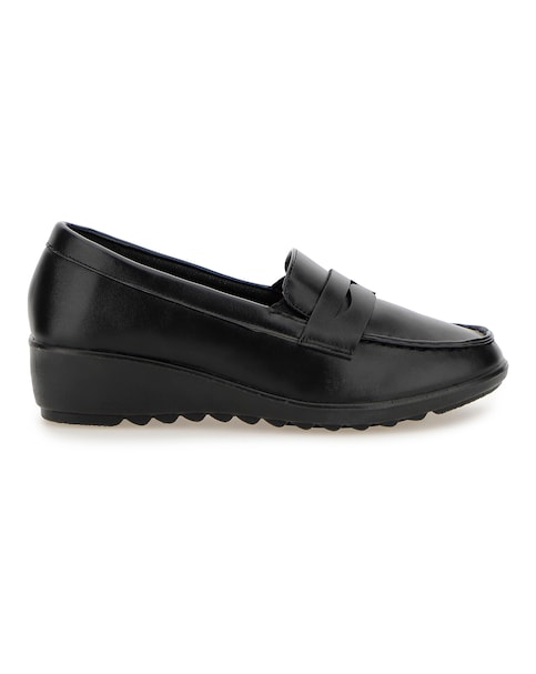 Cushion Walk Low Wedge Loafers Wide E Fit