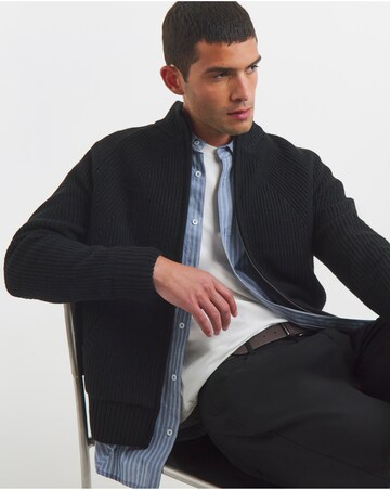 Quilted Fisherman Zip Through Cardigan
