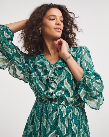 Joanna Hope Foil Print Ruffle Dress