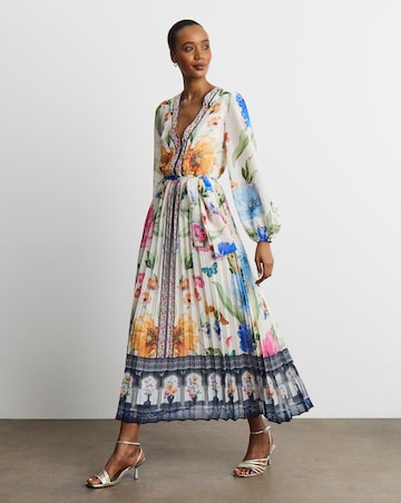 Joanna Hope Pleated Floral Maxi Dress