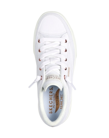 Skechers White Arch Fit Arcade Meet Ya There Slip-On Trainers - Wide Fit (E)