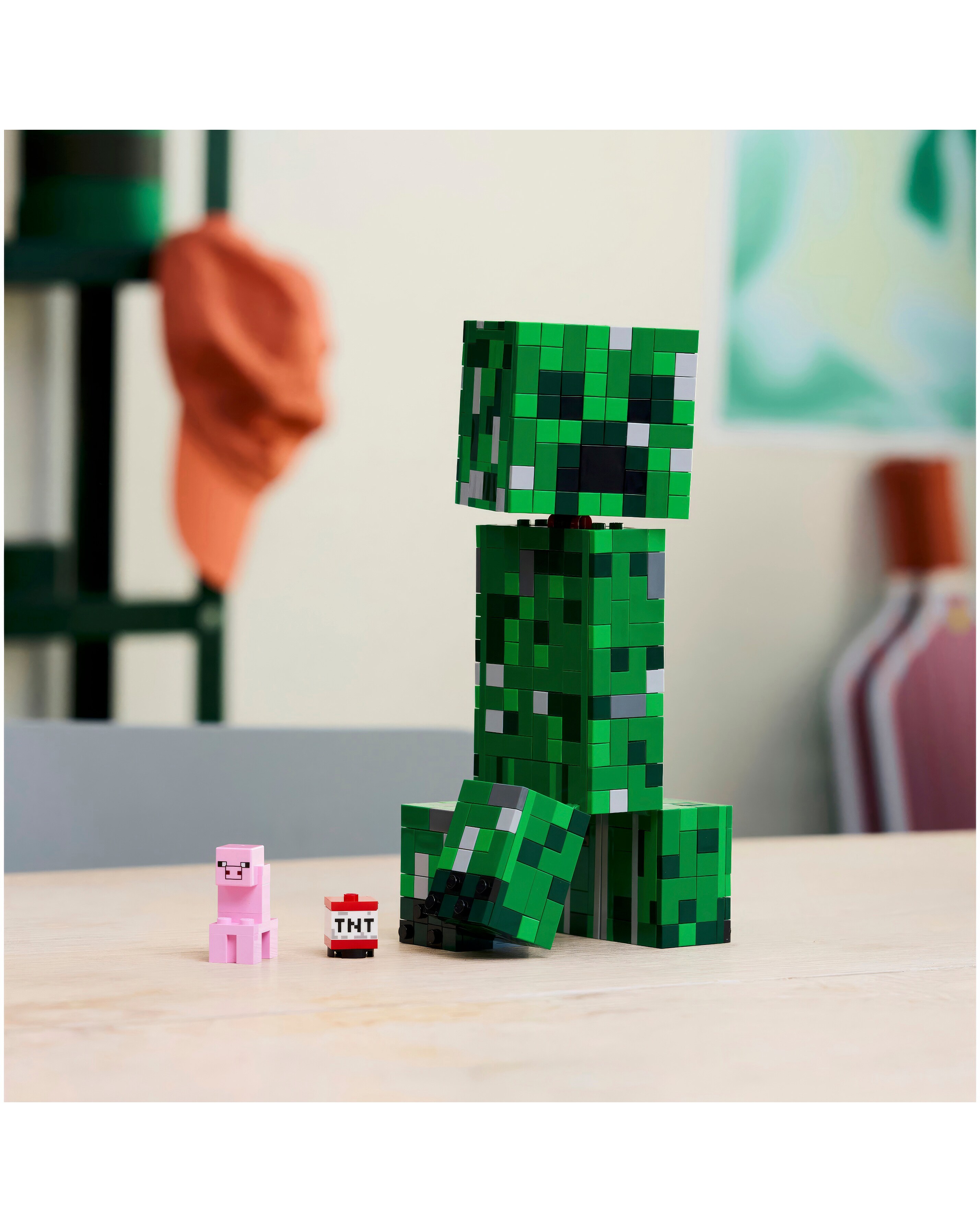 アマファソン LEGO Minecraft The Creeper Gamer Decor, Action Figure Building Toy