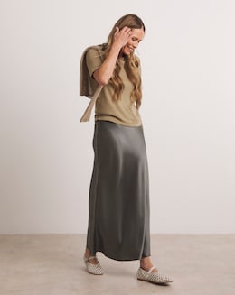 Anthology Pewter Satin Slip Skirt