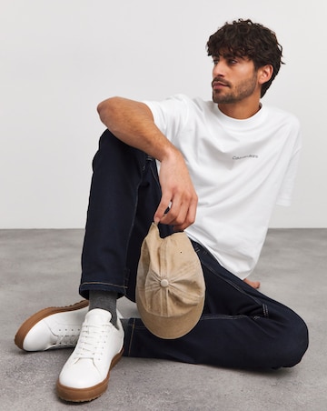 Calvin Klein Jeans Grid Monogram Short Sleeve T-shirt White