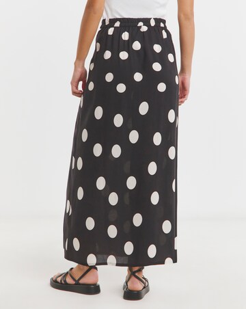 Mono Spot Print Midi Skirt