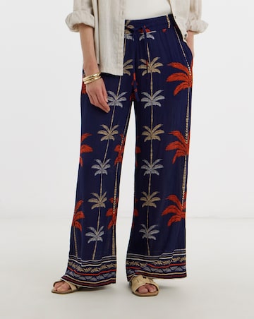 Viscose Crinkle Pull On Wide Leg Trouser