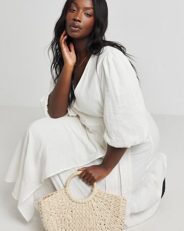 Nobody's Child Cream Reagn Wrap Midi Dress