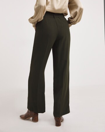 Straight Leg Twill Crepe Trouser with Belt
