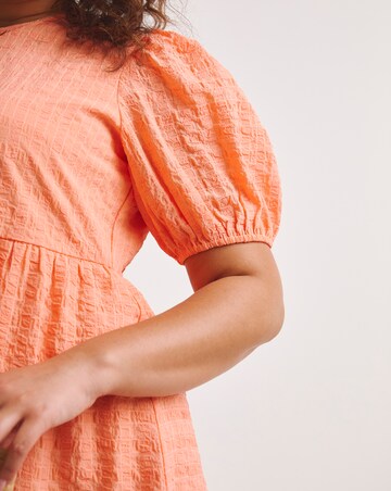 Coral Textured Smock Dress