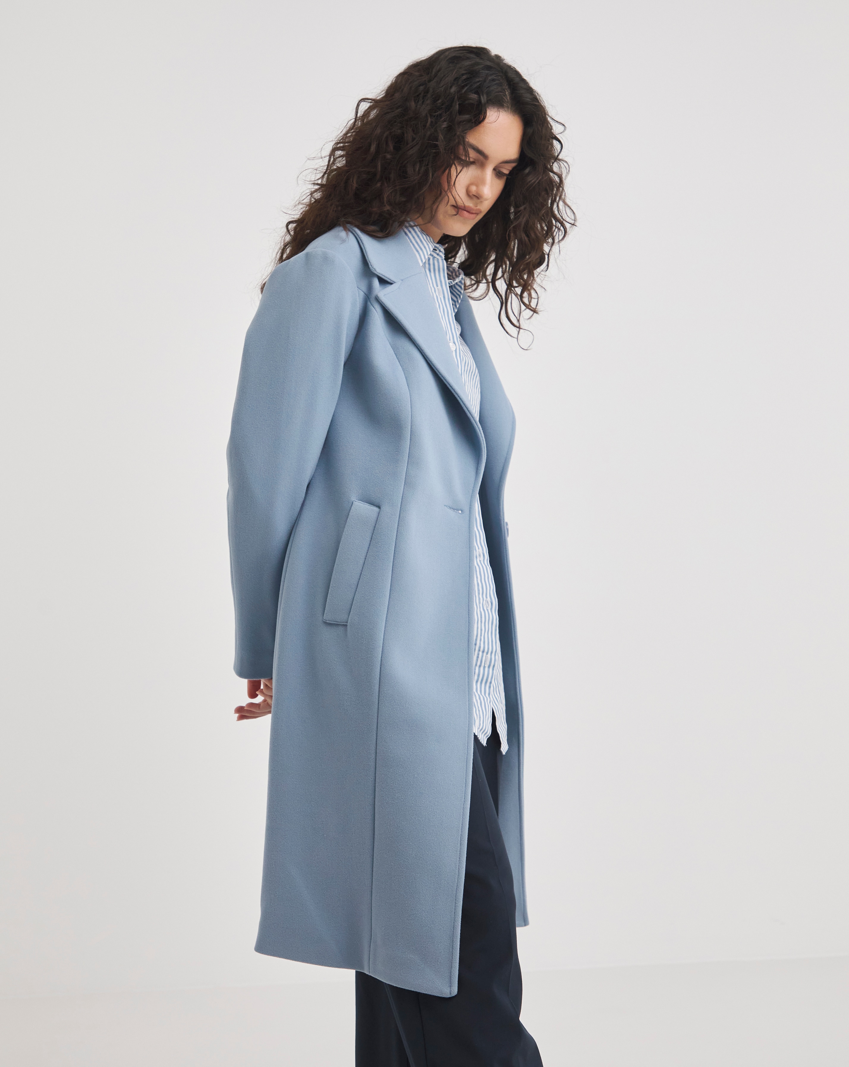 Pale Blue Single Breasted Coat | Ambrose Wilson