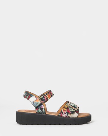Heavenly Feet Sonja Floral Buckle Platform Sandals - Wide Fit (E)