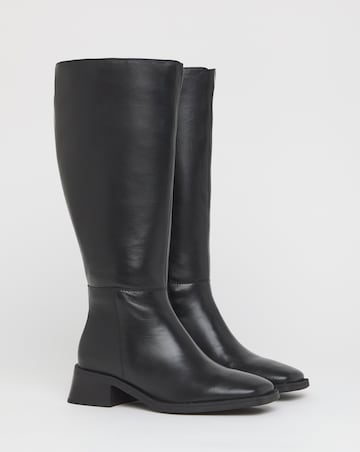 Cressida Block Heel Leather Knee Boots - Extra Wide Fit (EEE) & Super Curvy Calf