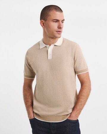 Geo Patterned Short Sleeve Knitted Polo