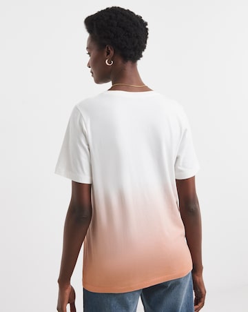 Pure Cotton V Neck Short Sleeve Ombre T-Shirt