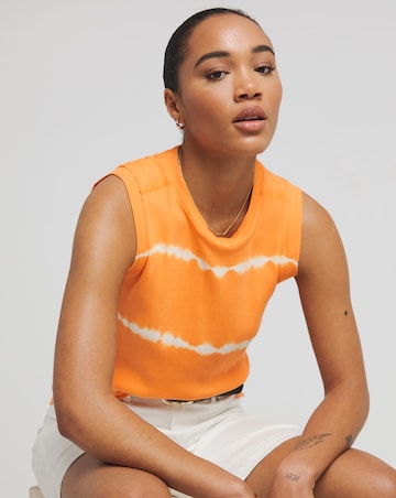 Simply Be Orange Tie Dye Curved Hem Tank