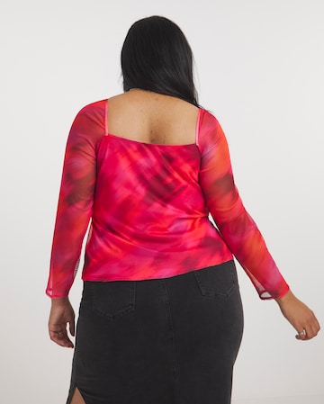Multi Printed Mesh Square Neck Top