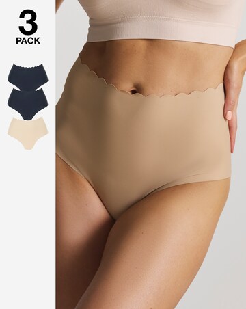 Pretty Secrets (3 Pack) Scallop No VPL Knickers Black/Nude/Black