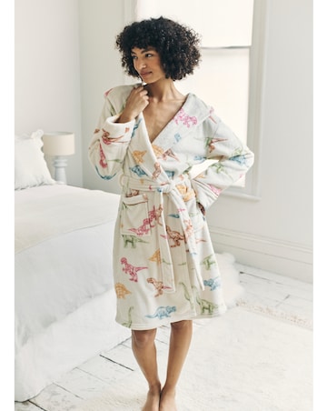 Chelsea Peers Dinosaur Print Fleece Hooded Dressing Gown