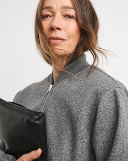 Grey Wool Like Bomber Jacket