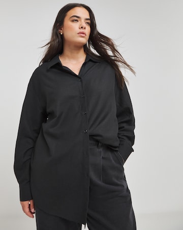 Simply Be Black Oversized Linen Shirt