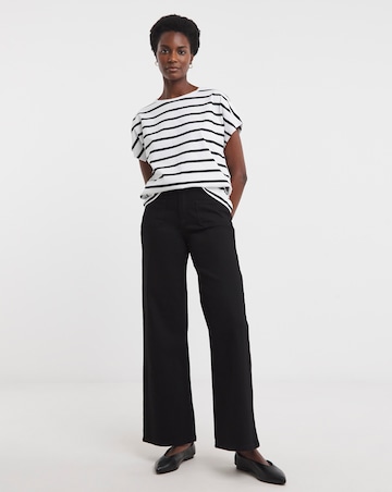 Pure Cotton Striped Button Shoulder T-Shirt