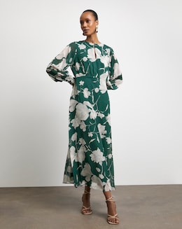 Joanna Hope Long Sleeve Maxi Dress With Keyhole