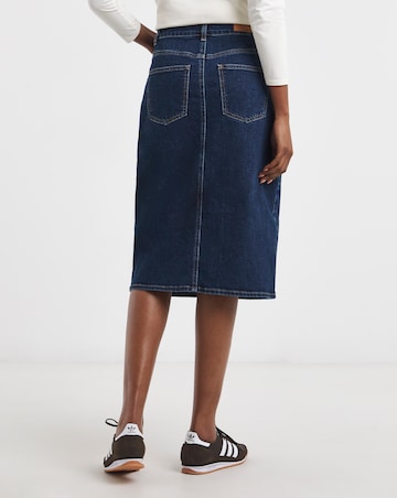 Mid Blue Over The Knee Denim Skirt